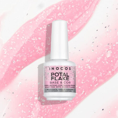 Potal Flake- Base e Cor- Rosa Leitoso com Flocos Prata
