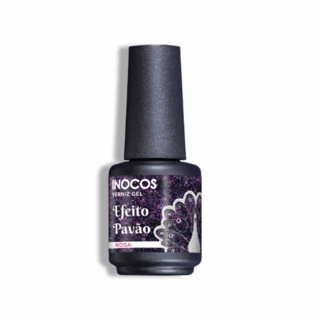 Efeito Pavão Rosa - Verniz de Gel Inocos 15 ml