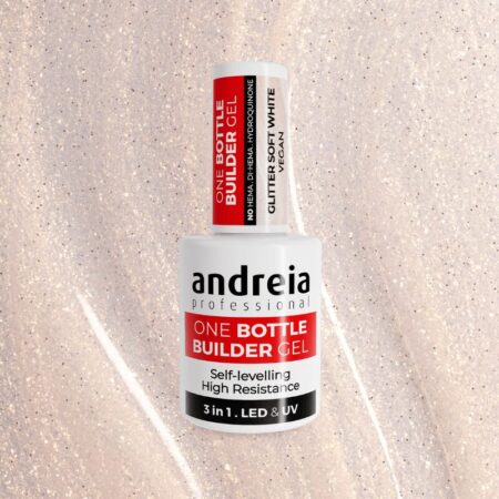 One Bottle Builder Gel - Gel de Construção 3 em 1 Andreia - Glitter Soft White 14ml