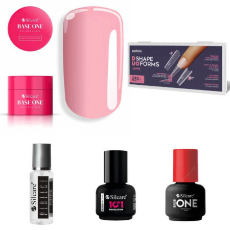 Kit de gel com Moldes Sandwich Coffin Andreia- Gel de construção Dark French Pink 50g UV Silcare - sem TPO