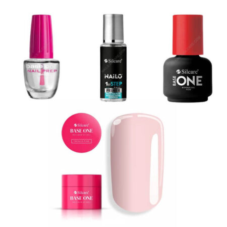 Kit de gel para unhas difíceis - Gel de construção French Pink 100g UV Silcare - sem TPO