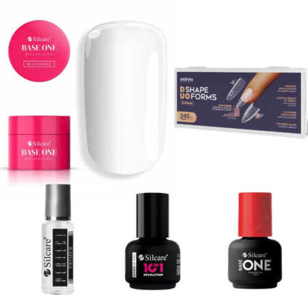 Kit de gel com Moldes Sandwich Almond Andreia- Gel de construção Milkshake 50g UV Silcare - sem TPO