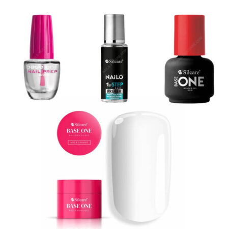 Kit de gel para unhas difíceis - Gel de construção Milkshake 100g UV Silcare - sem TPO